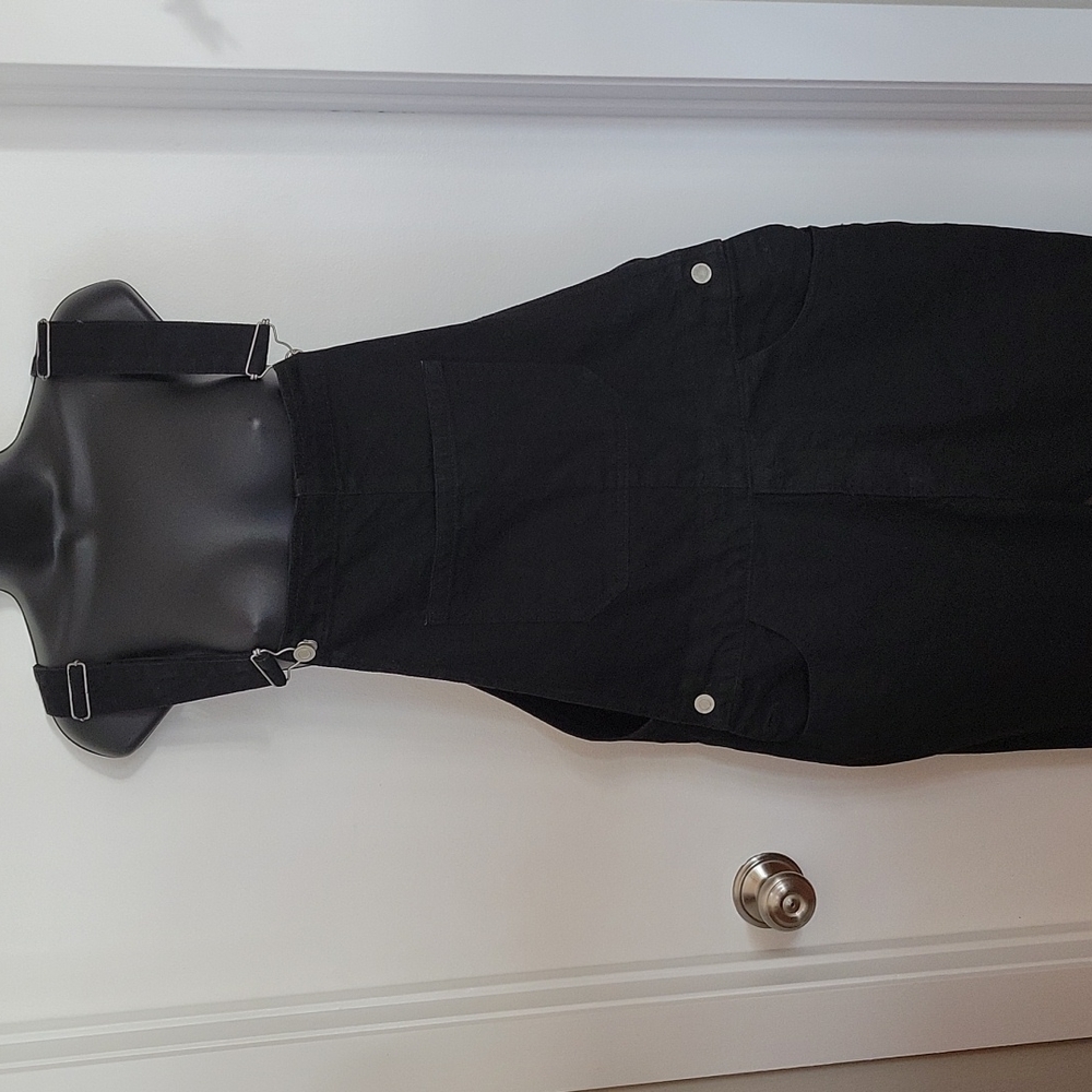 ASOS BLACK RIGID DENIM BIB OVERALLS - Picture 4 of 11